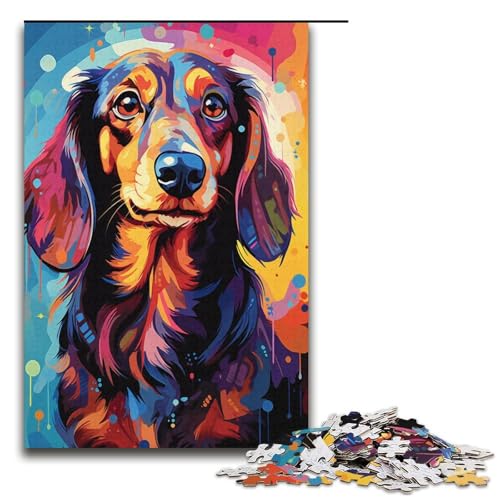 für Erwachsene, 1000-teiliges Puzzle, Geschenke, Malen, bunter Dackel, Puzzle für Papppuzzle, Familienaktivität (Größe 38 x 26 cm) von LLONGKT