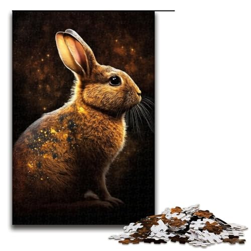 für Erwachsene, 1000-teiliges Puzzle, Geschenke für Goldenes Kaninchen-Puzzle für Erwachsene, Holzpuzzle, Familienspaß, Größe 50 x 75 cm von LLONGKT