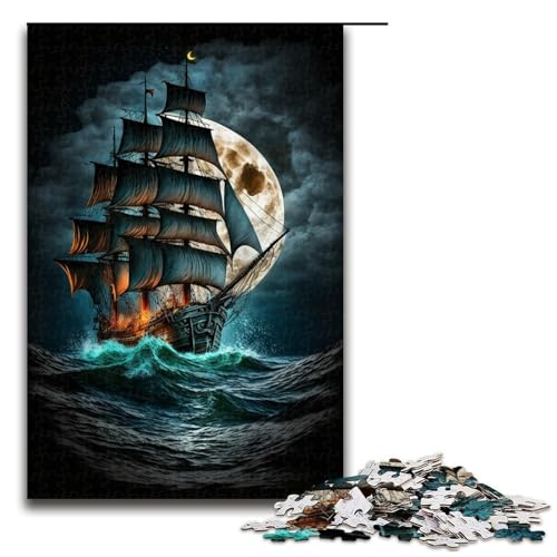 für Erwachsene, 1000-teiliges Puzzle, Piratenschiff-Puzzle für Erwachsene, Holzpuzzle, herausfordernd zu vervollständigen, Aber lustig und humorvoll, Größe 50 x 75 cm für Erwachsene, 1000-teiliges Puzzle, Piratenschiff-Puzzle für Erwachsene, Holzpuzzle, herausfordernd zu vervollständigen, Aber lustig und humorvoll, Größe 50 x 75 cm von LLONGKT