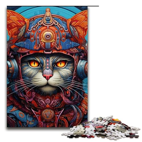 für Erwachsene, 1000-teiliges Puzzle, Steampunk-Katzen-Puzzle für Erwachsene, Holzpuzzle für Sommerliebhaber, Größe 50 x 75 cm von LLONGKT