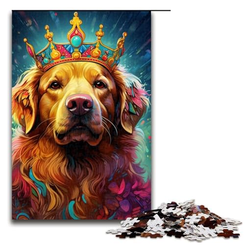 für Erwachsene, 1000-teiliges Puzzle mit Kronenhund, Holzpuzzle, Geschenk für Teenager, Größe 50 x 75 cm für Erwachsene, 1000-teiliges Puzzle mit Kronenhund, Holzpuzzle, Geschenk für Teenager, Größe 50 x 75 cm von LLONGKT