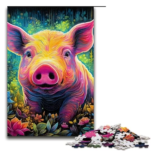 für Erwachsene, 1000-teiliges Tierkunst-Schweine-Puzzle für Erwachsene, Holzpuzzle, Heimdekoration, Puzzlegröße 50 x 75 cm für Erwachsene, 1000-teiliges Tierkunst-Schweine-Puzzle für Erwachsene, Holzpuzzle, Heimdekoration, Puzzlegröße 50 x 75 cm von LLONGKT
