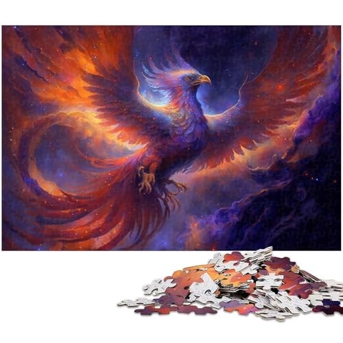für Erwachsene 1000-teiliges Phoenix-Puzzle für Erwachsene, Holzpuzzle, Lernspiel, Herausforderungsspielzeug, Größe 50 x 75 cm von LLONGKT