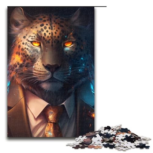 für Erwachsene 1000-teiliges Puzzle Boss Leopard Puzzles für Erwachsene Holzpuzzle Herausforderndes Spiel Größe 50x75cm von LLONGKT