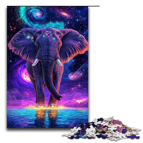 für Erwachsene 1000-teiliges Puzzle Galaxie-Elefant Puzzles für Erwachsene Holzpuzzle Herausforderndes Spiel Größe 50x75cm von LLONGKT