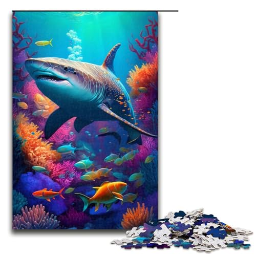 für Erwachsene 1000-teiliges Puzzle Hai-Puzzles für Erwachsene Holzpuzzle Herausforderndes Spiel Größe 50x75cm für Erwachsene 1000-teiliges Puzzle Hai-Puzzles für Erwachsene Holzpuzzle Herausforderndes Spiel Größe 50x75cm von LLONGKT