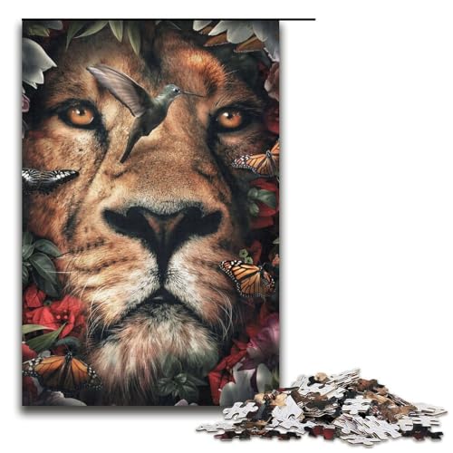 für Erwachsene 1000-teiliges Puzzle Löwe Puzzle für Erwachsene Papppuzzle Herausforderndes Spiel Größe 38x26cm von LLONGKT