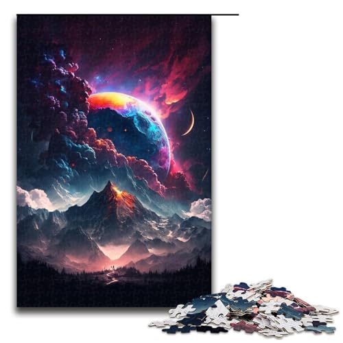 für Erwachsene 1000-teiliges Puzzle Mystischer Berggipfel Puzzles für Erwachsene Holzpuzzle Herausforderndes Spiel Größe 50x75cm von LLONGKT