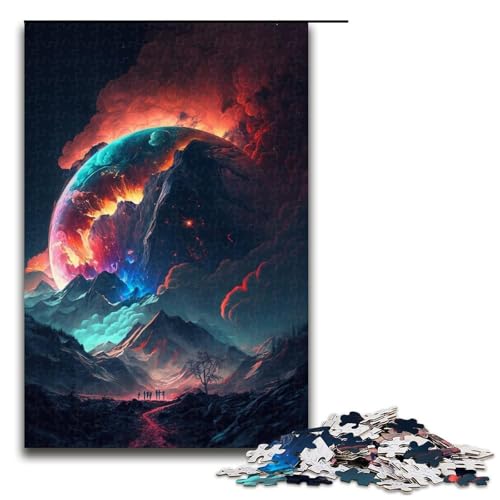 für Erwachsene 1000-teiliges Puzzle Mystischer Berggipfel Puzzles für Erwachsene Holzpuzzle Herausforderndes Spiel Größe 50x75cm von LLONGKT