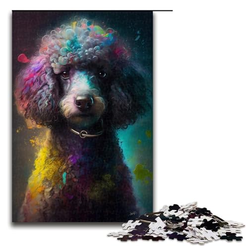 für Erwachsene 1000-teiliges Puzzle Pudelhund Puzzle für Erwachsene Holzpuzzle Herausforderndes Spiel Größe 50x75cm von LLONGKT