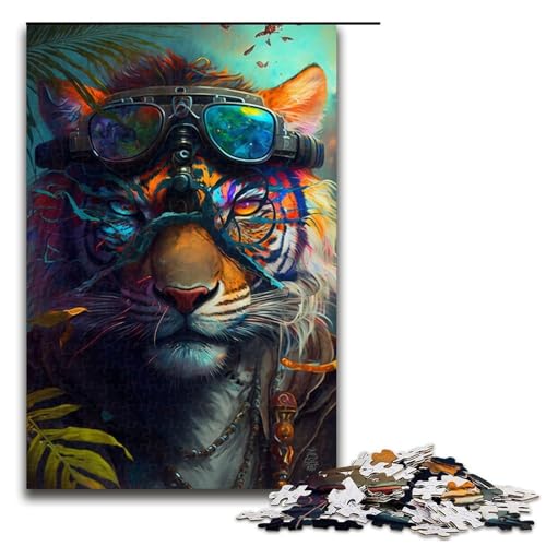 für Erwachsene 1000-teiliges Puzzle Tiger-Puzzles für Erwachsene Holzpuzzle Herausforderndes Spiel Größe 50x75cm von LLONGKT