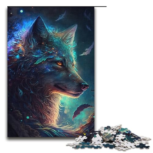 für Erwachsene 1000-teiliges Puzzle Wolf Puzzle für Erwachsene Papppuzzle Herausforderndes Spiel Größe 38x26cm von LLONGKT