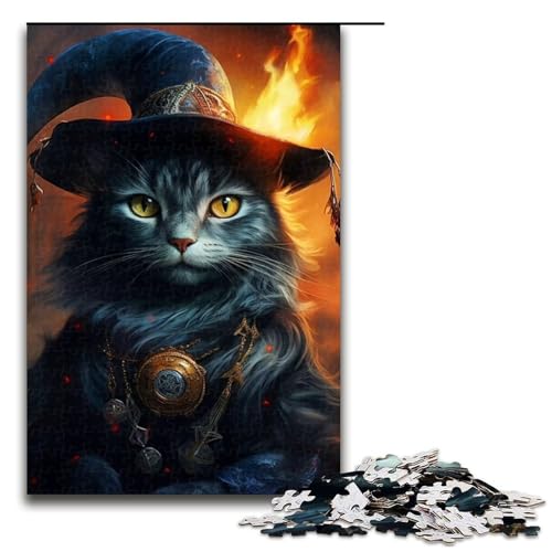 für Erwachsene 1000-teiliges Puzzle Zaubererkatze Puzzles für Erwachsene Holzpuzzle Herausforderndes Spiel Größe 50x75cm für Erwachsene 1000-teiliges Puzzle Zaubererkatze Puzzles für Erwachsene Holzpuzzle Herausforderndes Spiel Größe 50x75cm von LLONGKT
