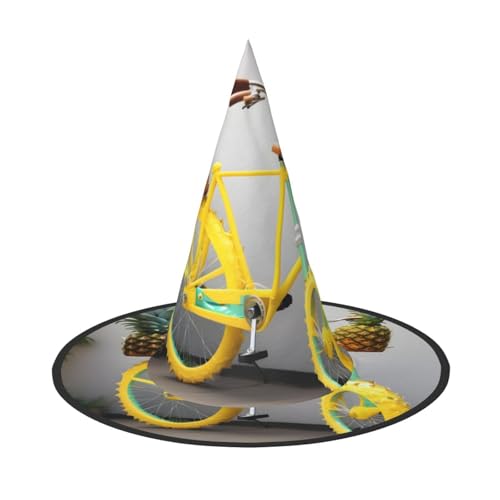 1 x Halloween-Hut Hexen-Dekor – Ananas-Fahrraddruck, Party, Hexenkostüm, Cosplay, Maskerade-Zubehör von LLOTPQ