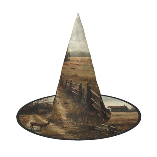 1 x Halloween-Hut Hexen-Dekor – Bauernhof mit Hirsch-Druck, Party-Hexenkostüm, Cosplay, Verkleidungszubehör 1 x Halloween-Hut Hexen-Dekor – Bauernhof mit Hirsch-Druck, Party-Hexenkostüm, Cosplay, Verkleidungszubehör von LLOTPQ
