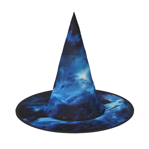 1 x Halloween-Hut Hexen-Dekor – Blaue Galaxie-Druck, Party-Hexenkostüm, Cosplay, Verkleidungszubehör von LLOTPQ