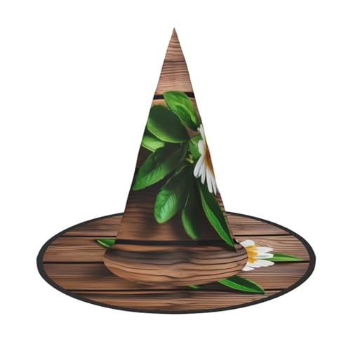 1 x Halloween-Hut Hexen-Dekor – Blaugrüne Blume auf Planken-Druck, Party-Hexenkostüm, Cosplay, Maskerade-Zubehör 1 x Halloween-Hut Hexen-Dekor – Blaugrüne Blume auf Planken-Druck, Party-Hexenkostüm, Cosplay, Maskerade-Zubehör von LLOTPQ