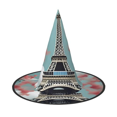 1 x Halloween-Hut Hexen-Dekor – Eiffelturm-Druck, Party, Hexenkostüm, Cosplay, Maskerade-Zubehör von LLOTPQ