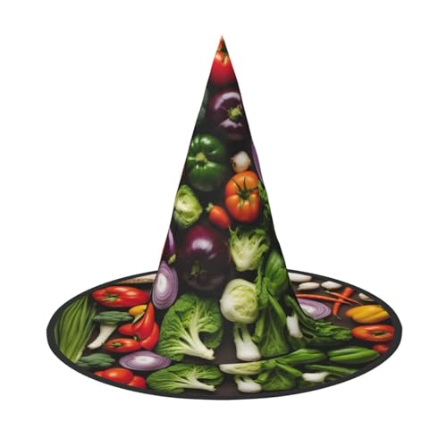 1 x Halloween-Hut Hexen-Dekor – Einführung verschiedener Gemüsesorten, Party-Hexenkostüm, Cosplay, Maskerade-Zubehör von LLOTPQ