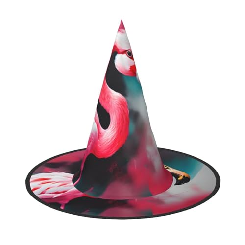 1 x Halloween-Hut Hexen-Dekor – Gemälde, Flamingo-Druck, Party, Hexenkostüm, Cosplay, Verkleidungen, Maskerade-Zubehör von LLOTPQ