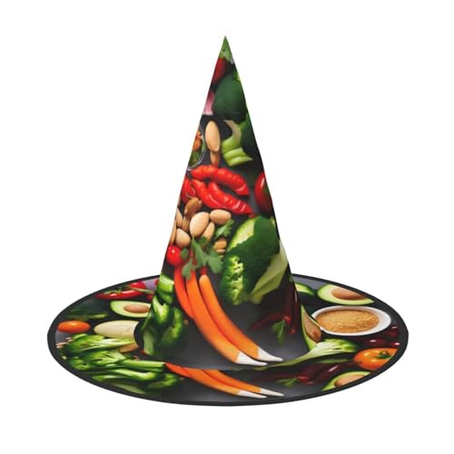 1 x Halloween-Hut Hexen-Dekor – Gesundes Essen Druck Party Hexenkostüm Cosplay Dress Up Maskerade Supplies 1 x Halloween-Hut Hexen-Dekor – Gesundes Essen Druck Party Hexenkostüm Cosplay Dress Up Maskerade Supplies von LLOTPQ