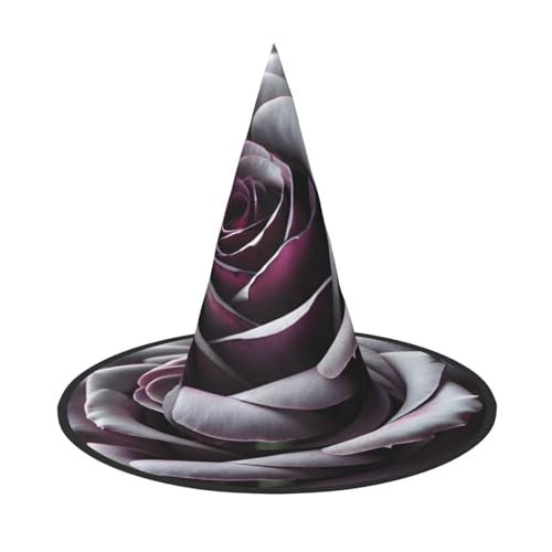 1 x Halloween-Hut Hexen-Dekor – Gothic-Rosen-Blumendruck, Party, Hexenkostüm, Cosplay, Maskerade-Zubehör von LLOTPQ