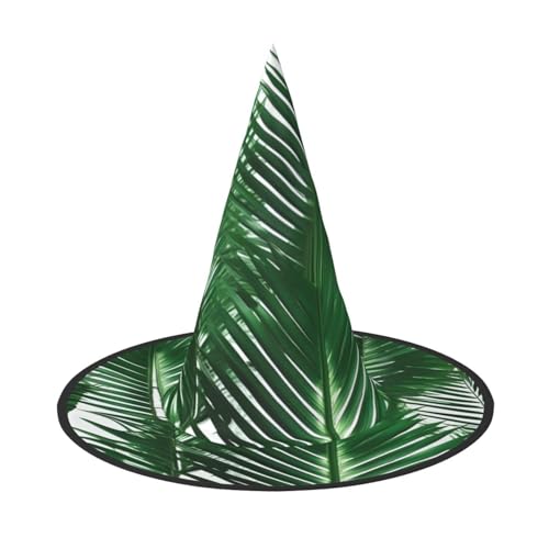 1 x Halloween-Hut Hexen-Dekor – Grünes Palmblatt-Druck, Party-Hexenkostüm, Cosplay, Verkleidungszubehör 1 x Halloween-Hut Hexen-Dekor – Grünes Palmblatt-Druck, Party-Hexenkostüm, Cosplay, Verkleidungszubehör von LLOTPQ