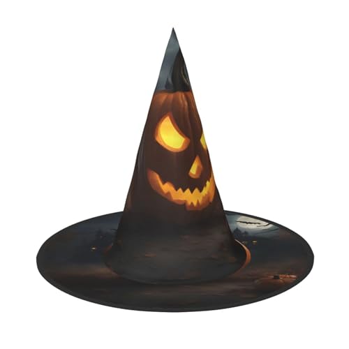 1 x Halloween-Hut Hexen-Dekor – Halloween-Kürbis-Druck, Party, Hexenkostüm, Cosplay, Verkleidungen, Maskerade-Zubehör von LLOTPQ