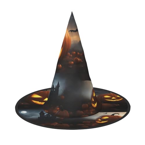 1 x Halloween-Hut Hexen-Dekor – Halloween-Kürbis-Druck, Party, Hexenkostüm, Cosplay, Verkleidungen, Maskerade-Zubehör von LLOTPQ