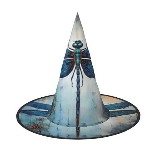 1 x Halloween-Hut Hexen-Dekor – Kunst blaue Libelle Druck Party Hexenkostüm Cosplay Dress Up Maskerade Supplies 1 x Halloween-Hut Hexen-Dekor – Kunst blaue Libelle Druck Party Hexenkostüm Cosplay Dress Up Maskerade Supplies von LLOTPQ