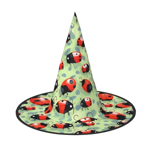 1 x Halloween-Hut Hexen-Dekor – Marienkäfer-Cartoon-Druck, Party-Hexenkostüm, Cosplay, Verkleidungszubehör von LLOTPQ