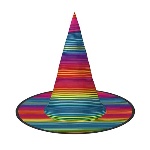 1 x Halloween-Hut Hexen-Dekor – Regenbogen-Muster, Party-Hexenkostüm, Cosplay, Maskerade-Zubehör von LLOTPQ