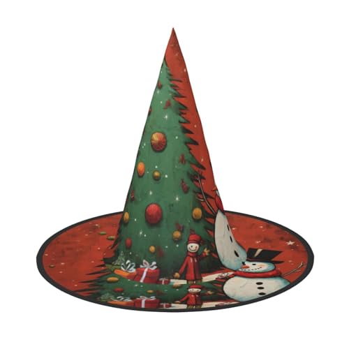 1 x Halloween-Hut Hexen-Dekor – Schneemann Weihnachtsbaum Druck Party Hexenkostüm Cosplay Verkleiden Maskerade Supplies von LLOTPQ
