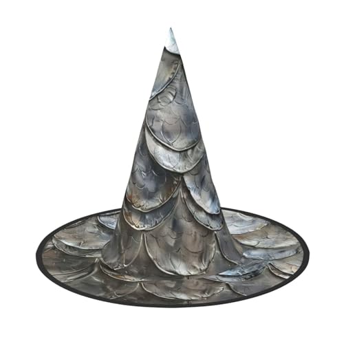 1 x Halloween-Hut Hexen-Dekor – Silberfarbener Fischschuppen-Druck, Party, Hexenkostüm, Cosplay, Verkleidungszubehör 1 x Halloween-Hut Hexen-Dekor – Silberfarbener Fischschuppen-Druck, Party, Hexenkostüm, Cosplay, Verkleidungszubehör von LLOTPQ