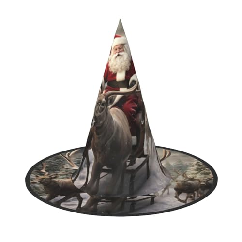 1 x Halloween-Hut Hexen-Dekor – Weihnachtsmann-Druck, Party, Hexenkostüm, Cosplay, Verkleidungszubehör von LLOTPQ