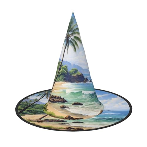 1 x Halloween-Hut Hexen-Dekor – hawaiianischer Strand mit Palmen-Druck, Party-Hexenkostüm, Cosplay, Maskerade-Zubehör 1 x Halloween-Hut Hexen-Dekor – hawaiianischer Strand mit Palmen-Druck, Party-Hexenkostüm, Cosplay, Maskerade-Zubehör von LLOTPQ