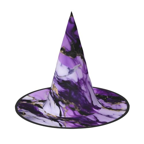 1 x Halloween-Hut Hexen-Dekor – lila Marmor-Druck, Party-Hexenkostüm, Cosplay, Verkleidungszubehör 1 x Halloween-Hut Hexen-Dekor – lila Marmor-Druck, Party-Hexenkostüm, Cosplay, Verkleidungszubehör von LLOTPQ