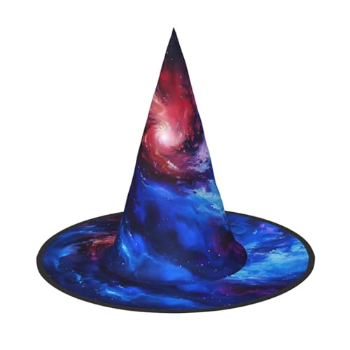1 x Halloween-Hut Hexen-Dekor – rot-blaue Galaxie-Druck, Party, Hexenkostüm, Cosplay, Maskerade-Zubehör 1 x Halloween-Hut Hexen-Dekor – rot-blaue Galaxie-Druck, Party, Hexenkostüm, Cosplay, Maskerade-Zubehör von LLOTPQ