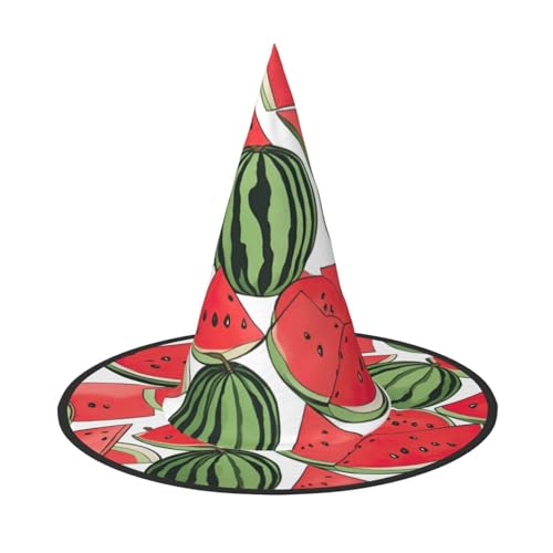 1 x Halloween-Hut Hexen-Dekor – roter Wassermelonen-Druck, Party-Hexenkostüm, Cosplay, Verkleidungszubehör von LLOTPQ