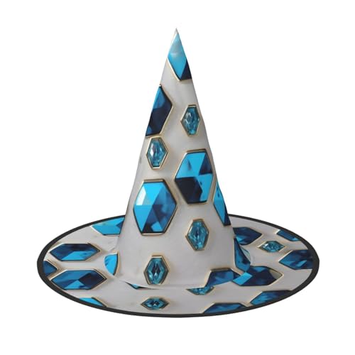 1 x Halloween-Hut Hexendekoration – Blaue Sechsecke und Diamanten Druck Party Hexenkostüm Cosplay Dress Up Maskerade Supplies 1 x Halloween-Hut Hexendekoration – Blaue Sechsecke und Diamanten Druck Party Hexenkostüm Cosplay Dress Up Maskerade Supplies von LLOTPQ