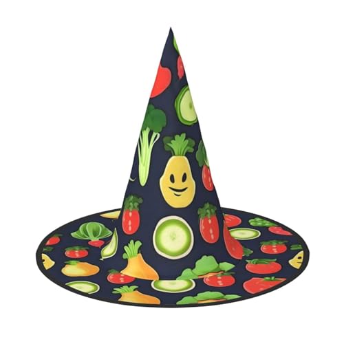 1 x Halloween-Hut-Hut, Hexen-Dekor, Cartoon-Gemüse, Obstdruck, Party, Hexenkostüm, Cosplay, Maskerade-Zubehör von LLOTPQ