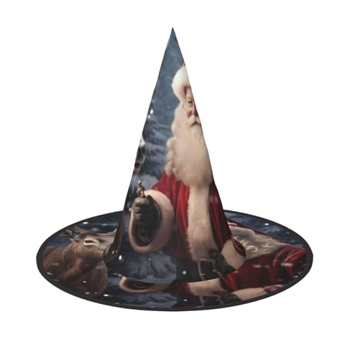 1 x Halloween-Hut-Hut, Hexen-Dekor, Weihnachtsmann-Druck, Party, Hexenkostüm, Cosplay, Verkleidung, Maskerade-Zubehör von LLOTPQ