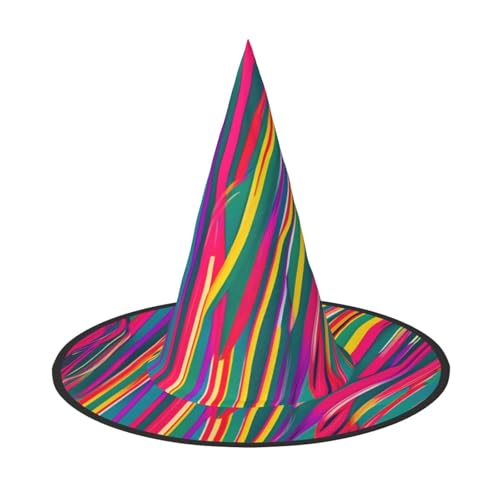 1 x Halloween-Hut-Hut, Hexen-Dekor – Regenbogen-Linien, Druck, Party, Hexenkostüm, Cosplay, Maskerade-Zubehör 1 x Halloween-Hut-Hut, Hexen-Dekor – Regenbogen-Linien, Druck, Party, Hexenkostüm, Cosplay, Maskerade-Zubehör von LLOTPQ