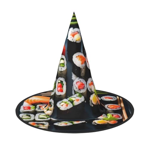1 x Halloween-Hut-Hut, Hexen-Dekor – Sushi-Muster, Druck, Party, Hexenkostüm, Cosplay, Maskerade-Zubehör von LLOTPQ