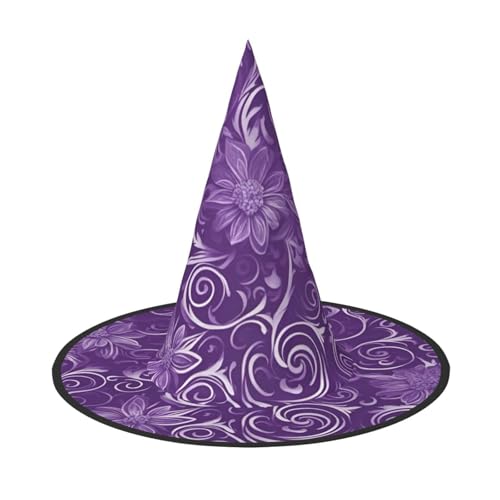 1 x Halloween-Hut-Hut, Hexen-Dekor – florale Wirbel, Efeu-Druck, Party, Hexenkostüm, Cosplay, Maskerade-Zubehör von LLOTPQ
