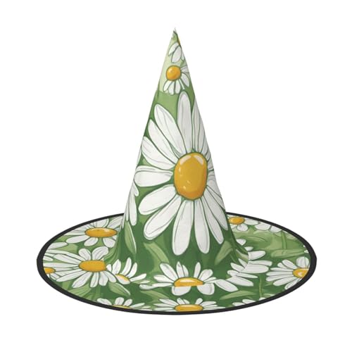 2 Stück Halloween-Hut Hexen Dekor – Gänseblümchen-Druck, Party, Hexenkostüm, Cosplay, Verkleidung, Maskerade Supplies von LLOTPQ