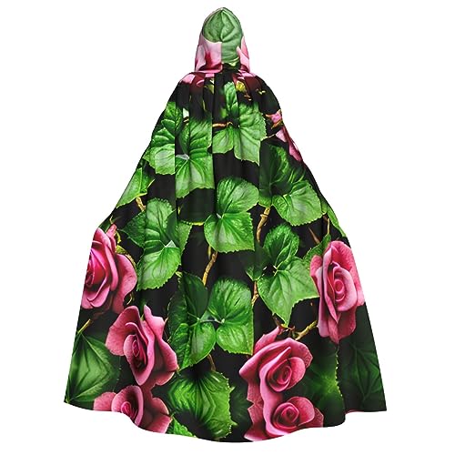 Floral Rose Ivy with Leaves Spring Full Print Adult Hooded Cloak for Men and Women - Perfect for Cosplay, Halloween, Theme Parties, and More Floral Rose Ivy with Leaves Spring Full Print Adult Hooded Cloak for Men and Women - Perfect for Cosplay, Halloween, Theme Parties, and More von LLOTPQ