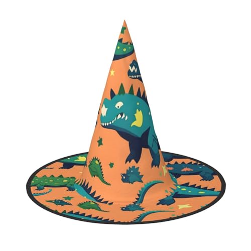 Halloween-Hut Hexen Dekor – Dinosaurier-Druck, Party, Hexenkostüm, Cosplay, Maskerade-Zubehör, 2 Stück von LLOTPQ