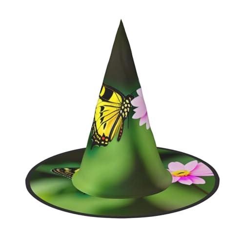 Halloween-Hut Hexen Dekor – Frühlingsblumen-Schmetterlings-Druck, Party, Hexenkostüm, Cosplay, Maskerade-Zubehör, 2 Stück Halloween-Hut Hexen Dekor – Frühlingsblumen-Schmetterlings-Druck, Party, Hexenkostüm, Cosplay, Maskerade-Zubehör, 2 Stück von LLOTPQ