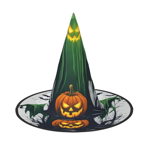 Halloween-Hut Hexen Dekor – Grüner Geist Horror Halloween Kürbis Druck Party Hexenkostüm Cosplay Verkleidung Maskerade Zubehör Halloween-Hut Hexen Dekor – Grüner Geist Horror Halloween Kürbis Druck Party Hexenkostüm Cosplay Verkleidung Maskerade Zubehör von LLOTPQ